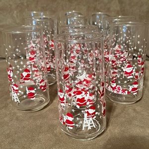 (10 pc) Vintage crisp corp. Clearly Santa Christmas Xmas drinking glassware 6”